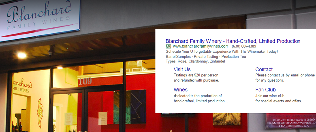 Blanchard Family Wines - Great Winery in Healdsburg, CA An Adwords manager, or SEM consultant, is able to create ads like this to drive traffic to a local business