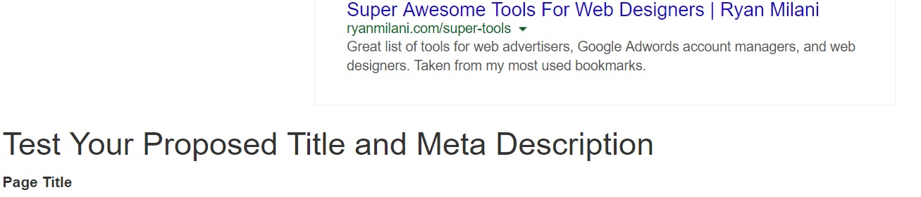 Google page title and description emulator