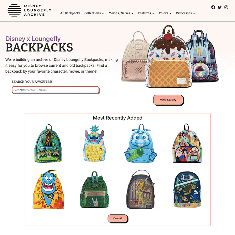 Loungefly backpack website