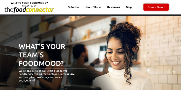 Screenshot of foodservice mood website design